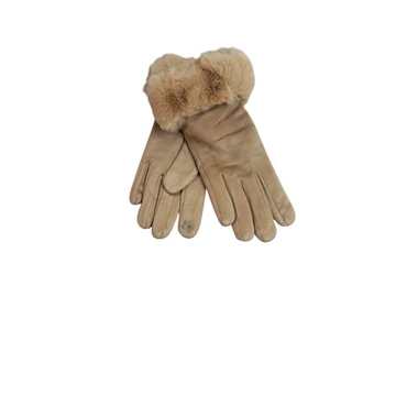 Világosbarna szörmés kesztyű