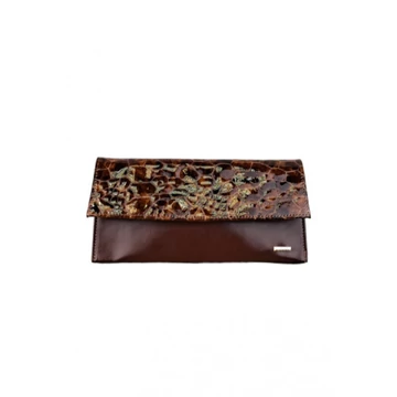 Mona barna/barna lakk mintás alkalmi táska