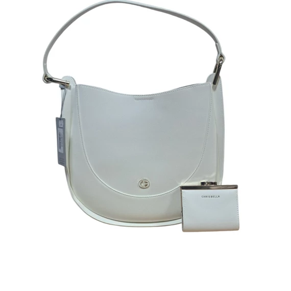 Chris Bella törtfehér kézi-és válltáska péntárcával