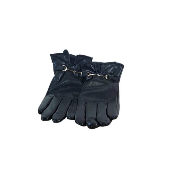 Fekete női kesztyű (/aranyozott díszcsat/)