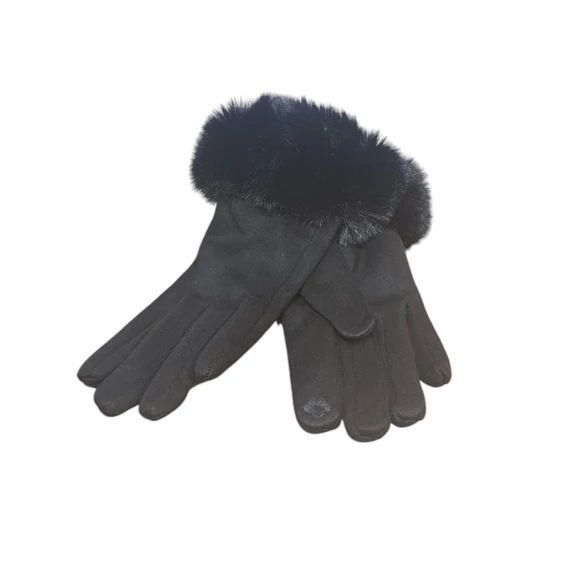 Fekete szörmés kesztyű