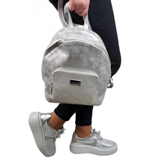 "Mita" ezüst koptatott ezüst csillogós hátitáska