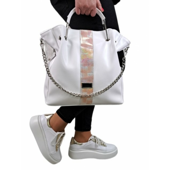 "Viviana" fehér/piton női táska