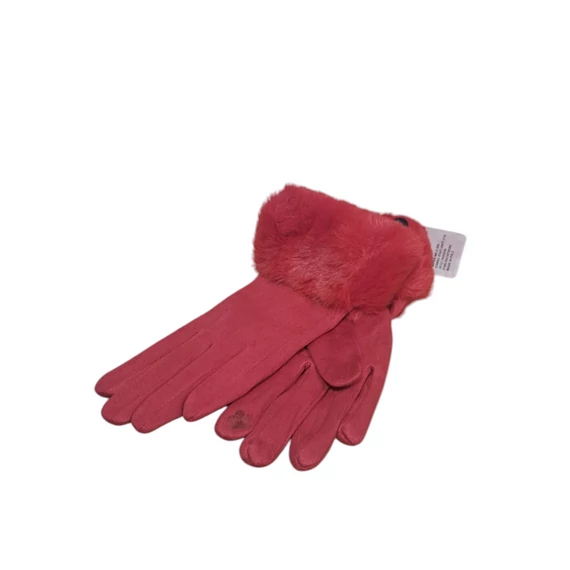 Piros szörmés kesztyű