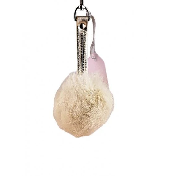 Swarovski köves nyusziszőr bézs kulcstartó