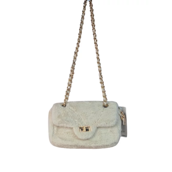 Szörmés bézs válltáska