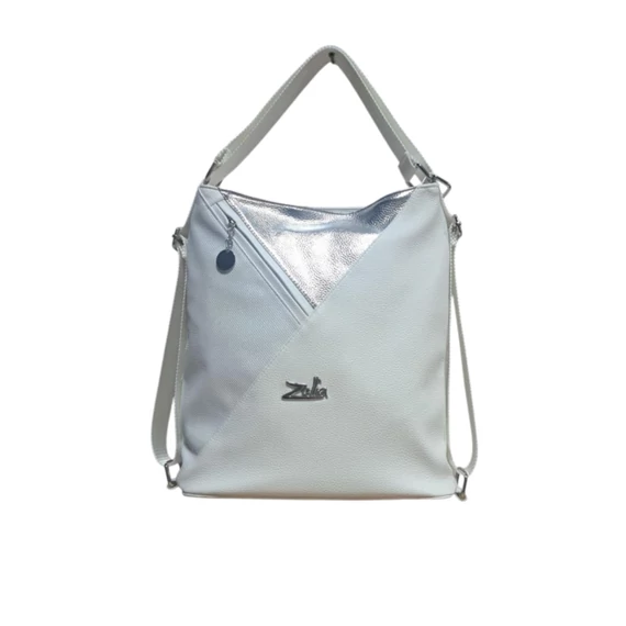 Zellia ezüst/fehér háti-és válltáska