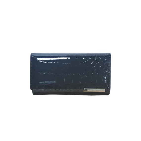 Fekete lakk mintás női pénztárca