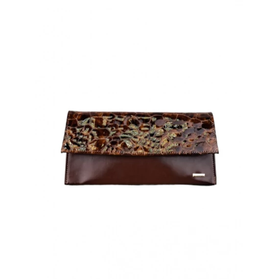 Mona barna/barna lakk mintás alkalmi táska