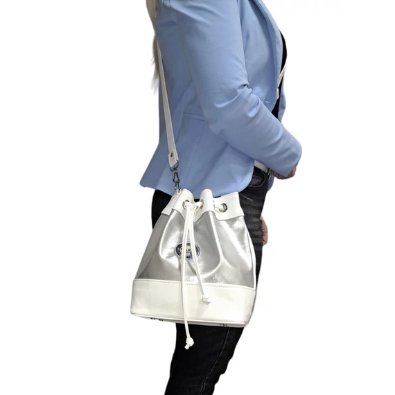 "Nelli" Női Oldal és Válltáska ezüst/fehér