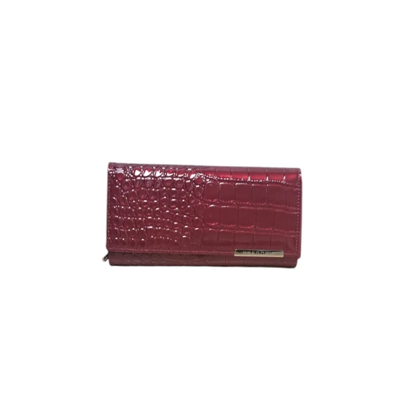 Piros lakk mintás női pénztárca