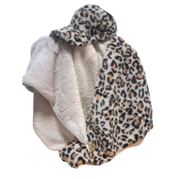 Női sál  bézs/leopárd mintás