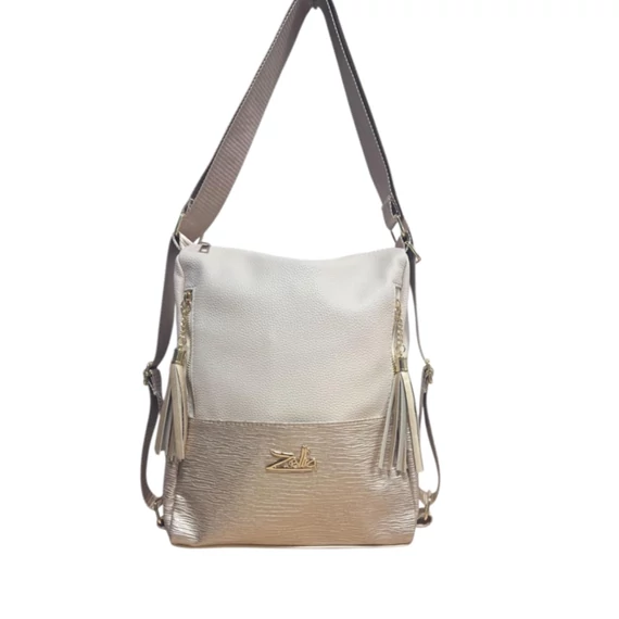 Zellia bézs/arany háti-és válltáska