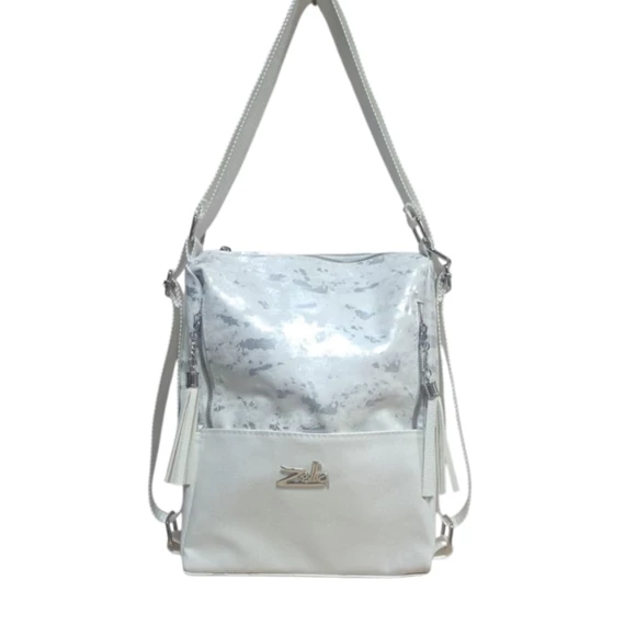 Zellia fehér/ezüst háti-és válltáska